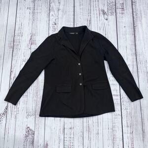 Lauren Ralph Lauren Black Sweater Knit Blazer XL Crest Buttons Preppy